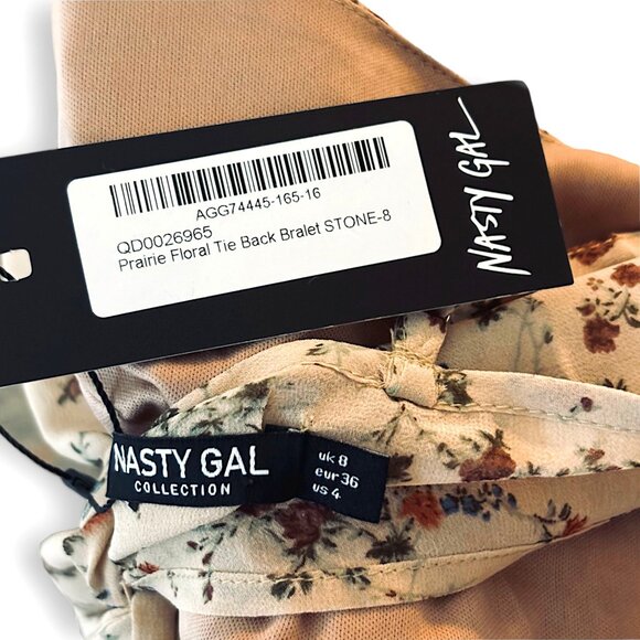 NWT! Nasty Gal ‘Prairie Floral’ Romantic Tie-Back Cropped Bralette - Picture 9 of 9